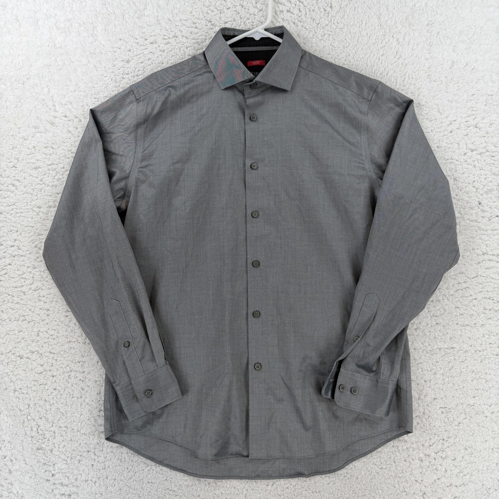 Awearness Kenneth Cole Mens Shirt 16.5 34/35 Gray Slim Non Iron Stretch M259238